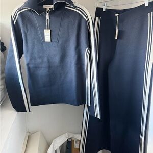 Haven Well Within Navy and White Striped Tracksuit Sweatsuit women’s XS/S